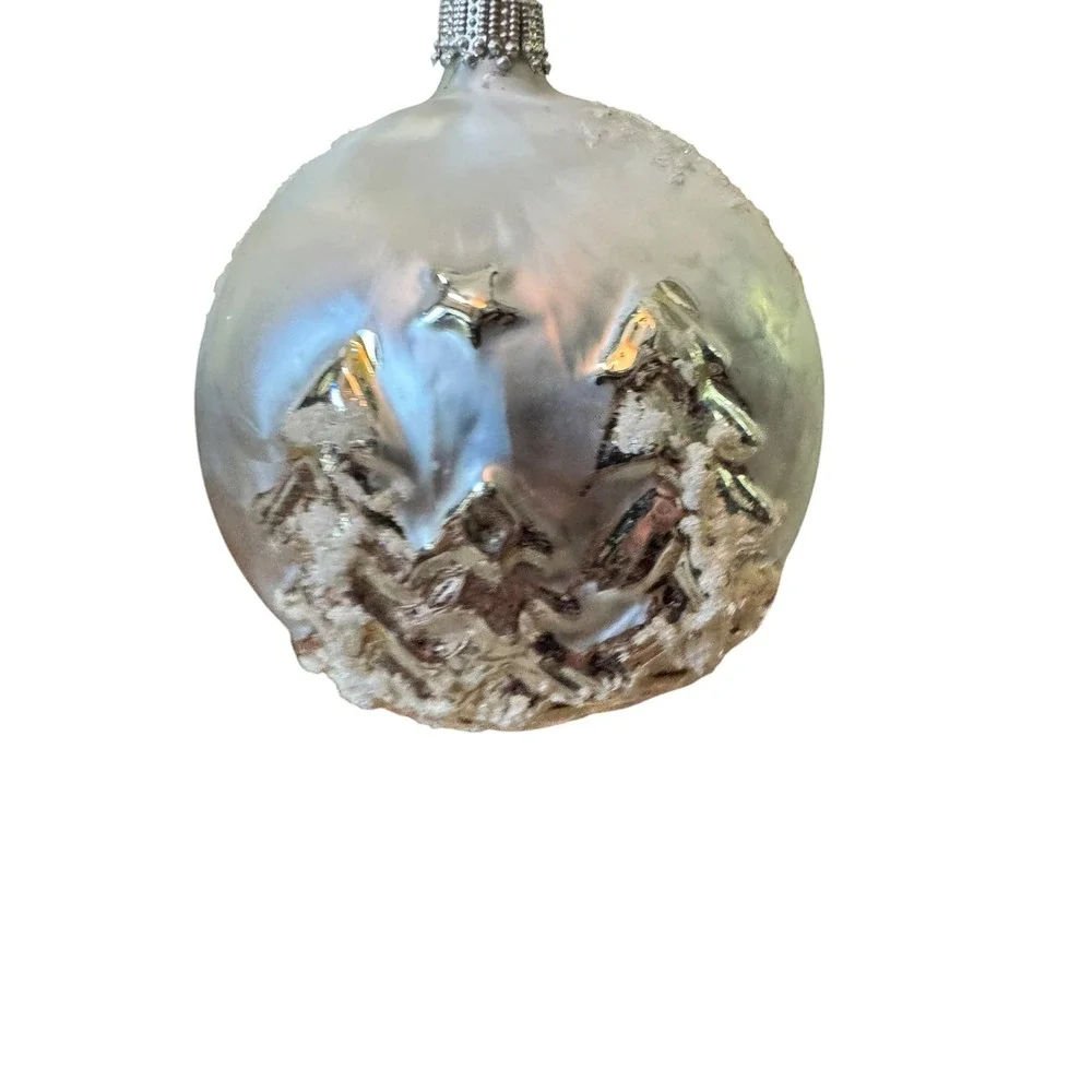 Vintage Dillards Glass Christmas‎ Ornaments Made in Western Germany Gold White 4